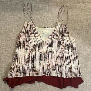 Double strap, dark red patterned tank top from Anthropologie